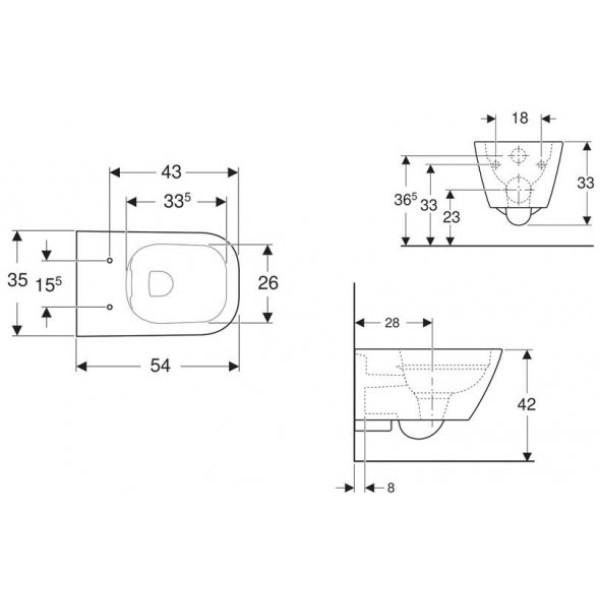 Унитаз подвесной Geberit Smyle Square белый (500.208.01.1)