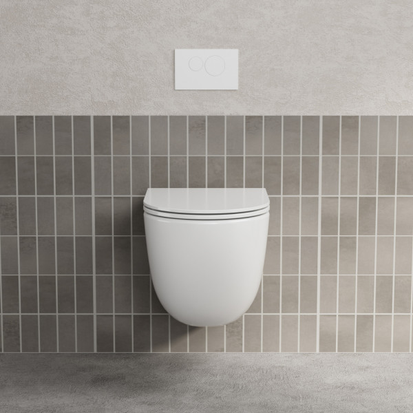 Унитаз подвесной Abber Bequem безободковый, смыв торнадо, с закрытым дном белый (AC1131TC)