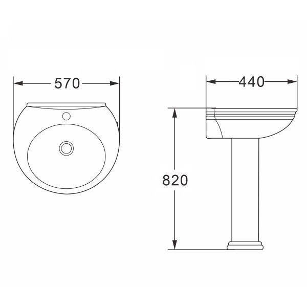 Раковина с пьедесталом Azario Loretti 57x10,5х82 белая (AZ-337P) Раковина с пьедесталом Azario Loretti 57x10,5х82 белая (AZ-337P)