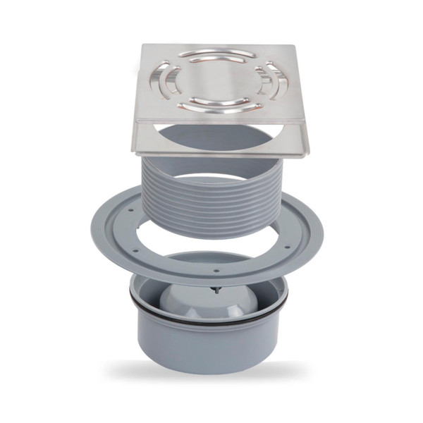 Трап для душа Metaleks с выпускным штуцером вертикальный 50 мм с решеткой Aqua 1 мм (03.18)