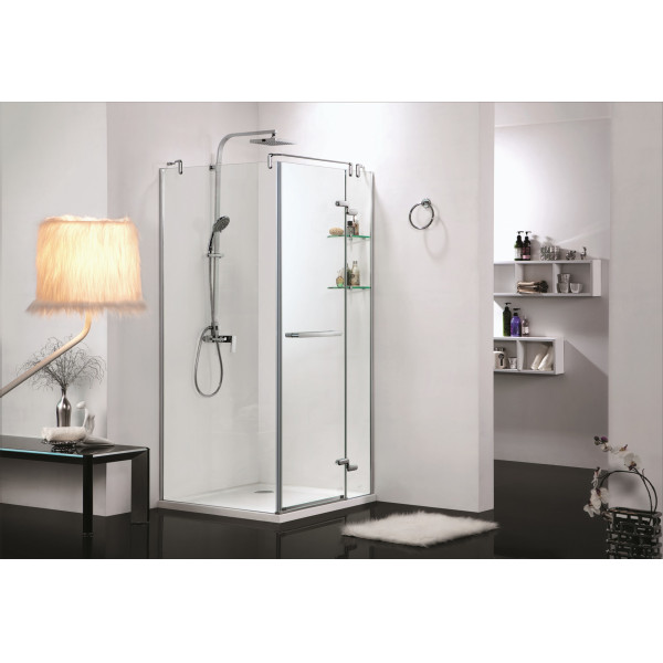 Душевое ограждение Azario Montreal 90х90х200 R со стеклянной полкой стекло прозрачное профиль хром серебро (AZ-NWG1231-R)