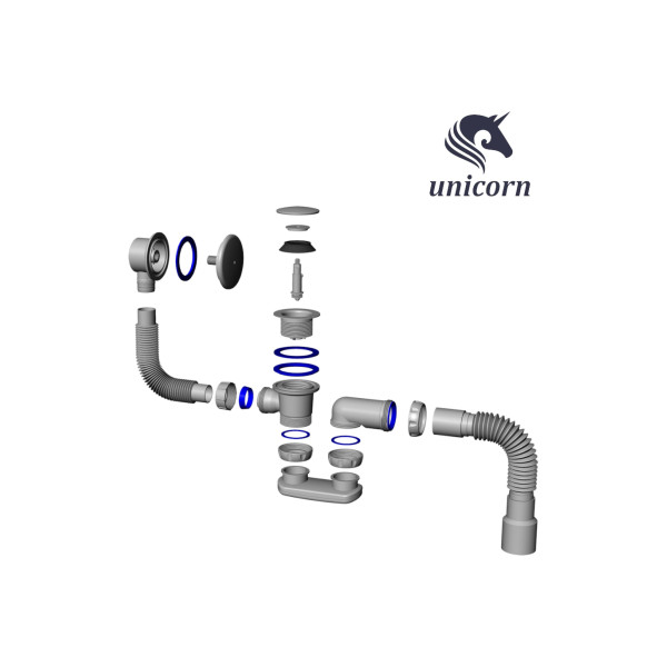 Обвязка для ванны и глубокого поддона Quick Clac хром с гибким отводом Unicorn (S122E) Обвязка для ванны и глубокого поддона Quick Clac хром с гибким отводом Unicorn (S122E)