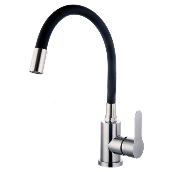 Смеситель для кухни Fashun с гибким изливом сатин/чёрный (A54101-7)