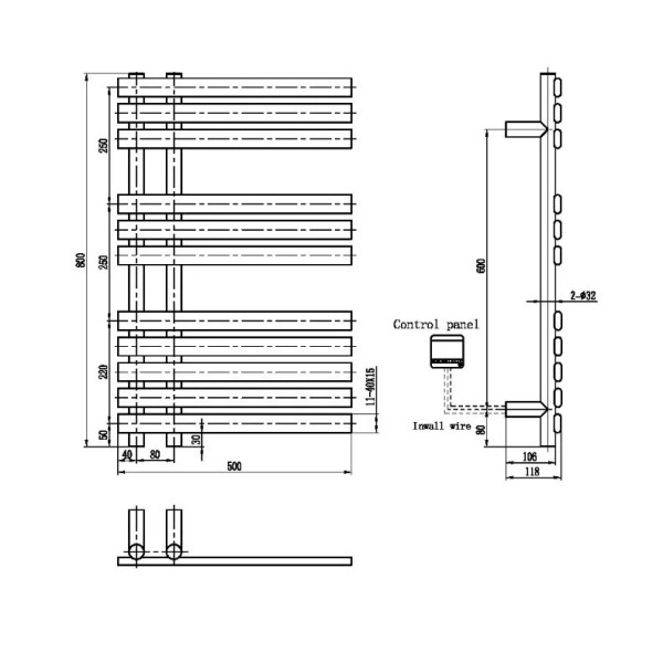 Полотенцесушитель электрический Boheme Venturo 500x800 NB (никель) (723-NB)