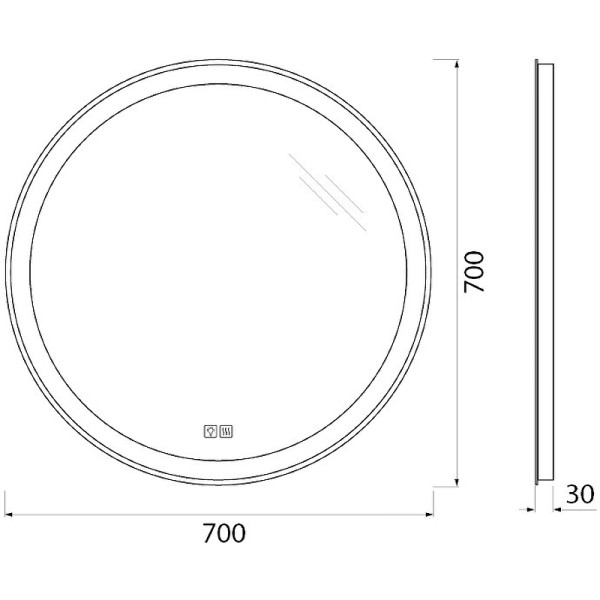 Зеркало с подсветкой BelBagno SPC-RNG 70 с подогревом, (SPC-RNG-700-LED-TCH-WARM)