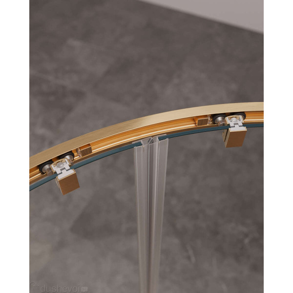 Душевой уголок Cezares Molveno 120x90x195 стекло прозрачное, профиль брашированное золото (MOLVENO-RH-2-120/90-C-BORO-IV)