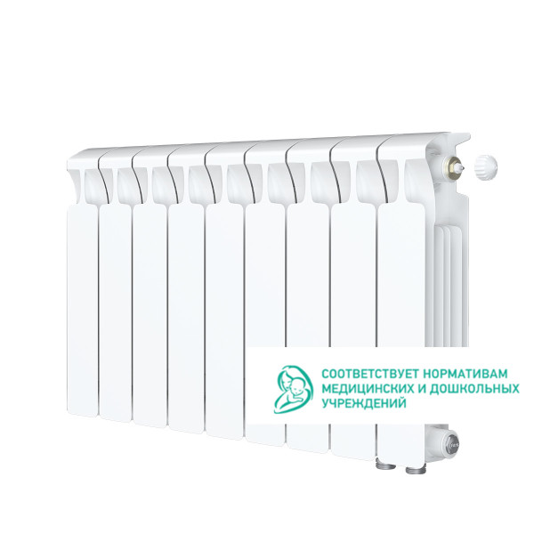 Радиатор биметаллический Rifar Monolit Ventil R 350 (9 секций, НП прав подкл. 50 мм.) (RM35009VR) Радиатор биметаллический Rifar Monolit Ventil R 350 (9 секций, НП прав подкл. 50 мм.) (RM35009VR)