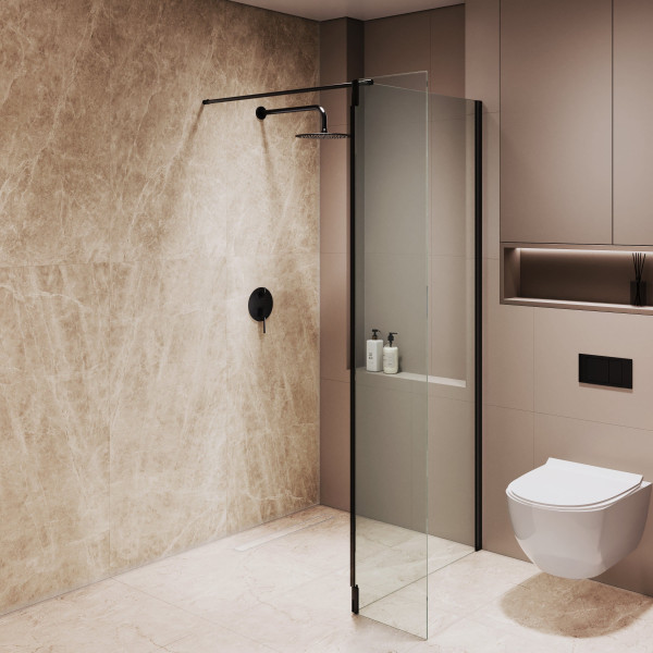 Душевая перегородка RGW WA-051B (WA-010B + Z-071B) 1200 стекло прозрачное, профиль черный (351005123-14)