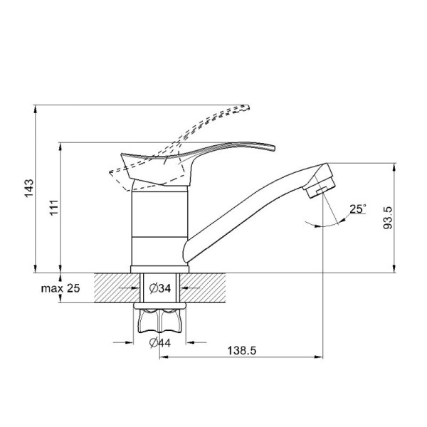 Смеситель для кухни G.lauf хром (4T4-B180)