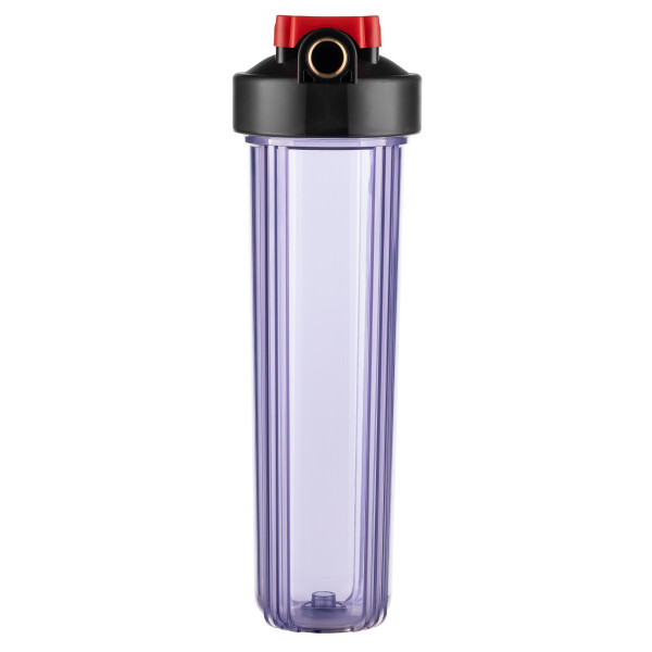 Фильтр колбовый Гейзер 1" 20BB с латунными вставками (клапан сброса давления, прозрачный, для холодной воды) (50782) Фильтр колбовый Гейзер 1" 20BB с латунными вставками (клапан сброса давления, прозрачный, для холодной воды) (50782)