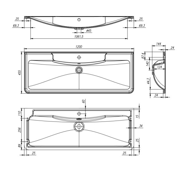 Раковина встраиваемая BelBagno 120 черная (BB1200/455-LV-ART-ALR-NERO)