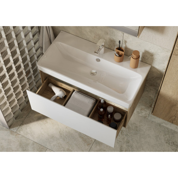 Тумба подвесная Aquaton Либерти 882x430x390 дуб эльвезия, белый (1.A279.9.01L.YC7.0) Тумба подвесная Aquaton Либерти 882x430x390 дуб эльвезия, белый (1.A279.9.01L.YC7.0)