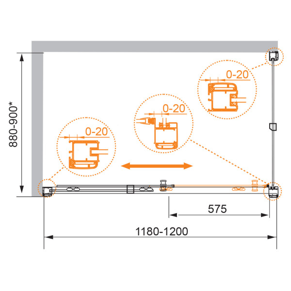 Душевой уголок Cezares Anima 120x90x200 стекло прозрачное, профиль хром (ANIMA-W-AH-1-120/90-C-Cr)