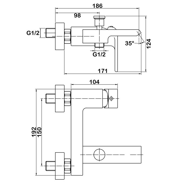 Смеситель для ванны Swedbe Velo хром (2430) Смеситель для ванны Swedbe Velo хром (2430)