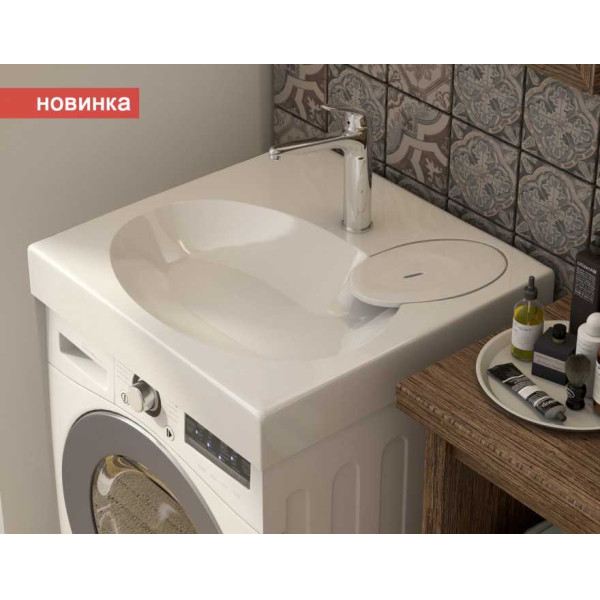 Раковина подвесная 60 (60х60 см) на стиральную машину, с мыльницей и кронштейнами