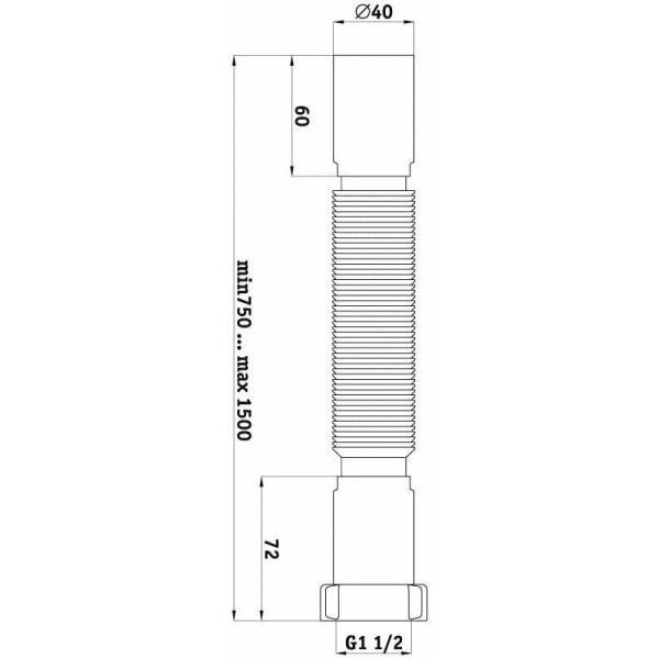 Отвод гофр. переходной 1 1/2"*40 АНИ удлиненный (495-1325 мм.) АНИ пласт (K114)