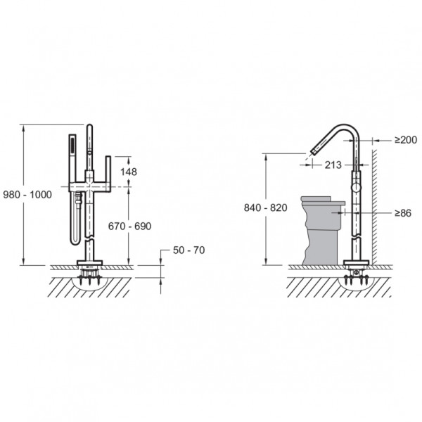 Смеситель напольные Jacob Delafon Stillness хром (E97344-CP)