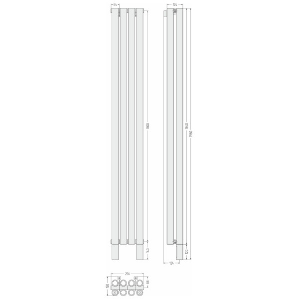 Стальной радиатор Сунержа Эталон-00 1800x256 4 секции матовый белый (30-0334-1804)