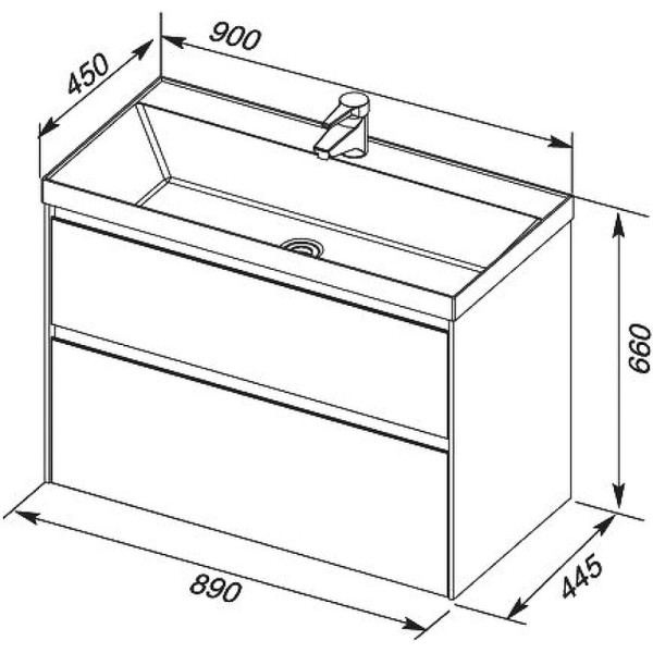 Тумба подвесная Aquanet Гласс 90 белый (00196960)