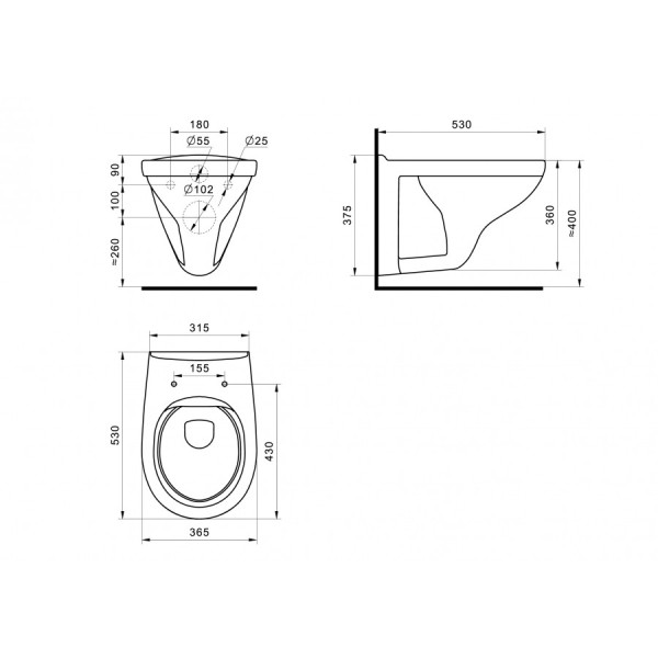 Унитаз подвесной Santek Бореаль 365x530x360 белый (1WH501830)