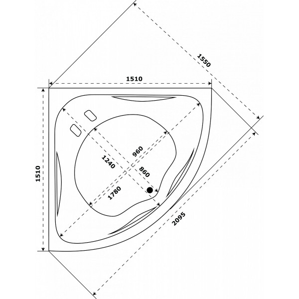 Ванна акриловая Azario Азура 150x150 (АЗВ0001)