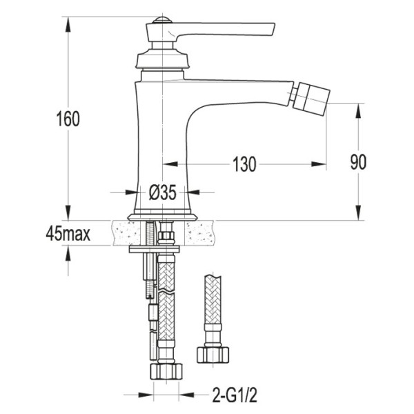 Смеситель для биде Cezares Liberty хром (LIBERTY-F-BS-01-W0) Смеситель для биде Cezares Liberty хром (LIBERTY-F-BS-01-W0)
