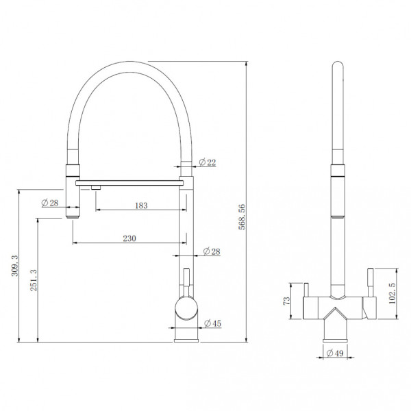 Смеситель для кухни Abber Wasser Kreis с подключением фильтра и выдвижной лейкой сатин (AF81141SP)