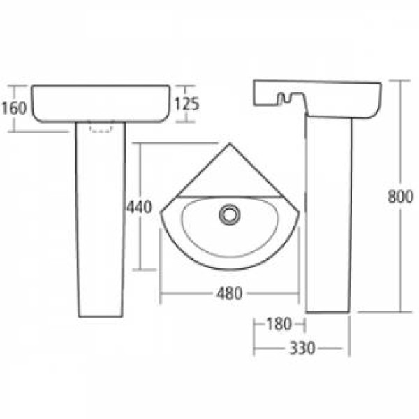 Раковина угловая Ideal Standard Connect 160x480x440 (E793101)