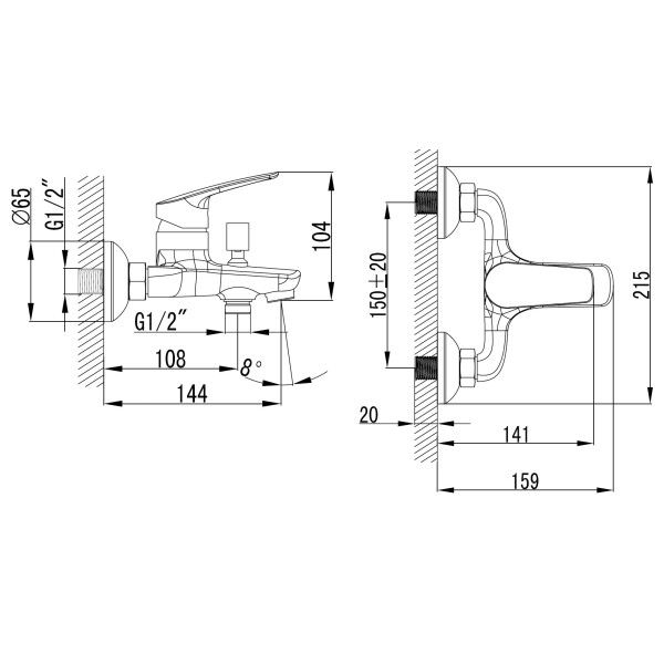 Смеситель для ванны и душа Azario Evora хром (AZ-WKE238043C)