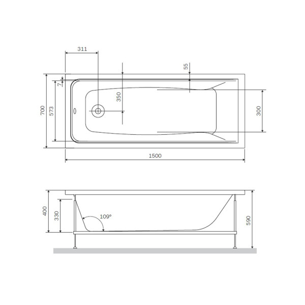 Ванна акриловая AM.PM Gem A0 150x70 (W90A-150-070W-A)