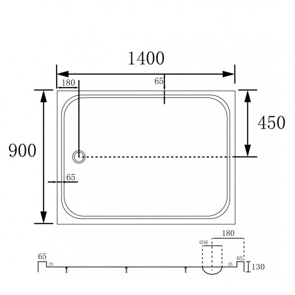 Душевой поддон Abber 140x130x90 белый (AD3C149)