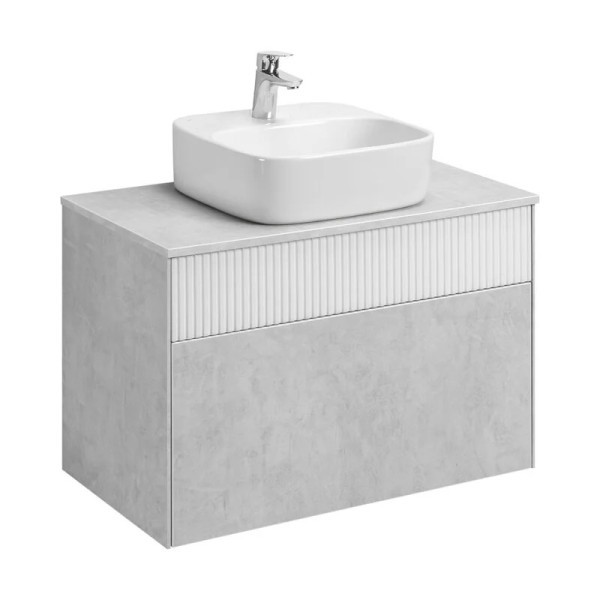 Тумба-умывальник Aquaton 80 Марбл Слэйт\Белый матовый/1WH501709 Умывальник накладной Одри 420х420 Soft квадратный (1A2762K0MH4C0)