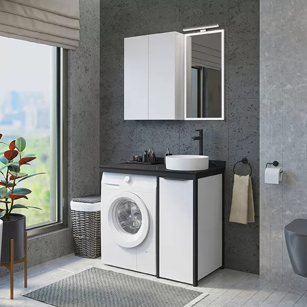 Комплект мебели Comforty Лозанна 1000x545x1015 белый глянцевый/калакатта Блэк (00-00013800)