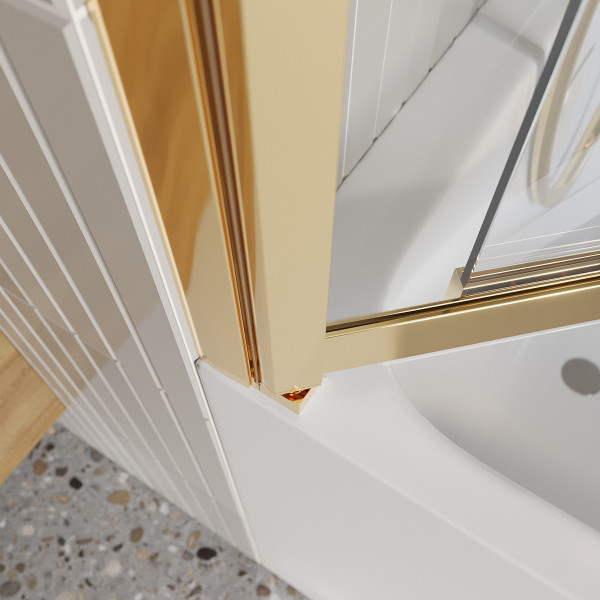 Душевая шторка для ванны BelBagno Luce 100x145 стекло прозрачное, профиль золото глянцевое (LUCE-VF-11-100/145-C-ORO) Душевая шторка для ванны BelBagno Luce 100x145 стекло прозрачное, профиль золото глянцевое (LUCE-VF-11-100/145-C-ORO)