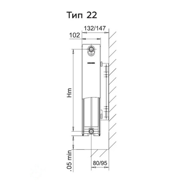 Радиатор стальной панельный 200*800 тип 22 Rommer Ventil (нижнее правое подключение) RRS-2020-222080 Радиатор стальной панельный 200*800 тип 22 Rommer Ventil (нижнее правое подключение) RRS-2020-222080