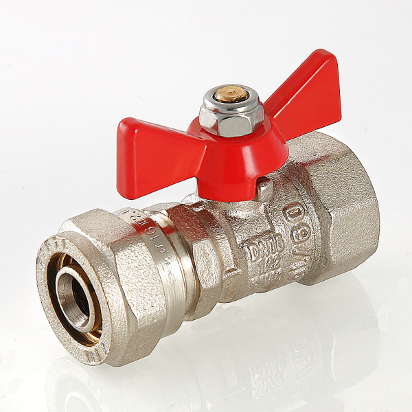 Кран 16х1/2"В шаровый обжим Valtec (красная бабочка) VT.342.N.1604 Кран 16х1/2"В шаровый обжим Valtec (красная бабочка) VT.342.N.1604