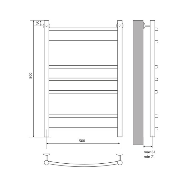 Полотенцесушитель водяной Melodia Classica Eco 500х800 П7_2x3x2 белый (MTRCO580_wt)