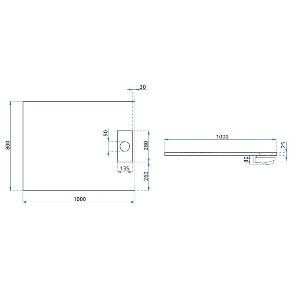 Душевой поддон REA Bazalt Black 100x80 (REA-K3304)