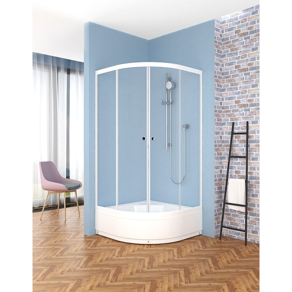 Душевой уголок Melodia Segment Low 90х90x205 бел/прозр,низкий поддон (MSETWSL9090TWt)