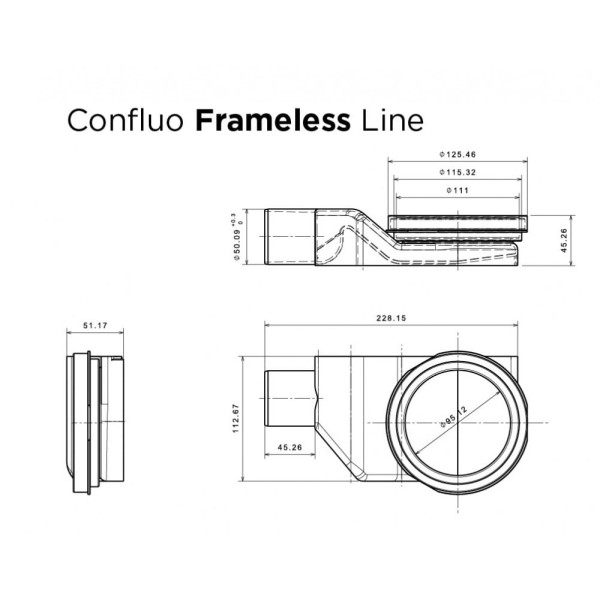 Душевой лоток Pestan Confluo Frameless Line 550 Black Glass хром матовый/черное стекло глянец, без рамки (13701203)