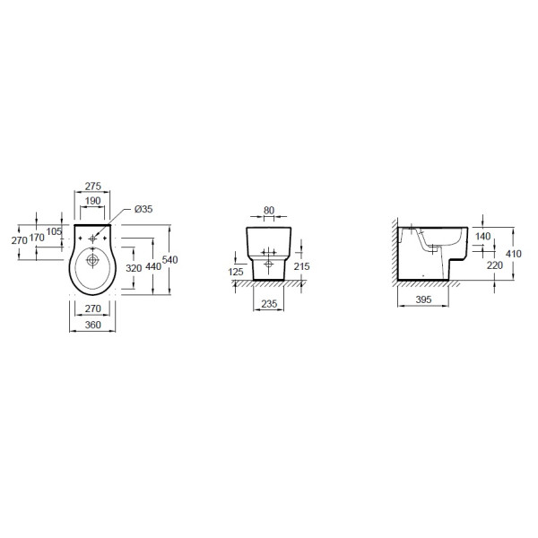 Биде напольное Jacob Delafon Formilia 540х360х410 с сидением E4770K (E4794-00)