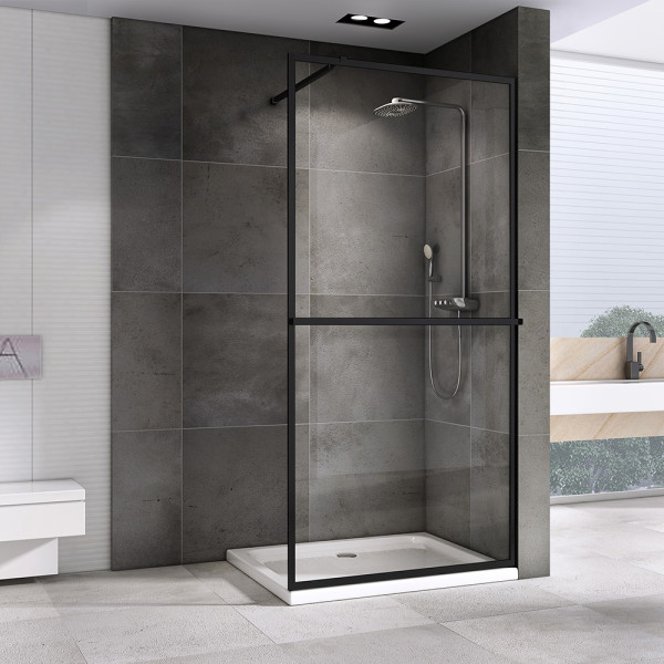 Душевая перегородка Abber Immer Offen 1200*2000 стекло прозрачное, профиль черный (AG60120B) Душевая перегородка Abber Immer Offen 1200*2000 стекло прозрачное, профиль черный (AG60120B)