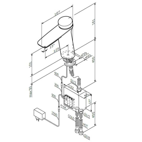 Смеситель для раковины AM.PM Inspire V2.0 электронный (F50A02400)