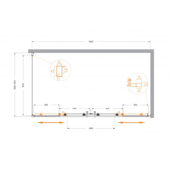 Душевой уголок Cezares Molveno 170x90x195 стекло прозрачное, профиль оружейная сталь (MOLVENO-AH-2/1-170/90-C-GM-IV)