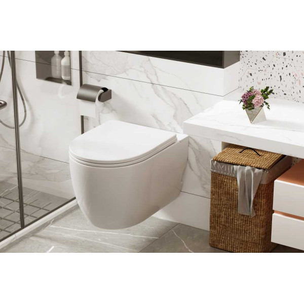 Унитаз подвесной Abber Bequem с импульсным смывом, белый (AC1105P)