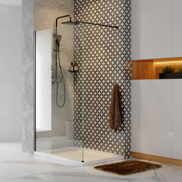 Душевая перегородка WasserKraft Abens 120*200 стекло прозрачное, профиль черный (20W40)