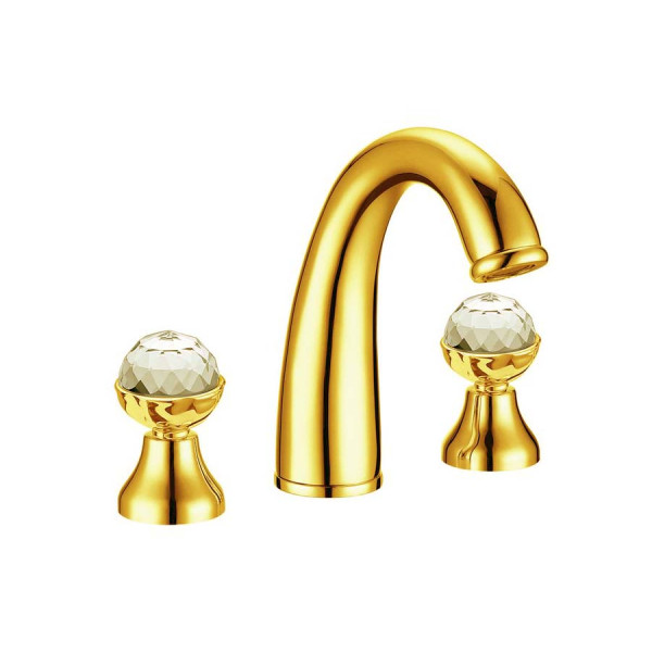 Смеситель для раковины на 3 отверстия Boheme Imperiale Presente золотой (337)