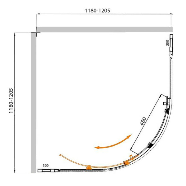 Душевой уголок Cezares Molveno 120x120x195 стекло прозрачное, профиль хром (MOLVENO-R-11-90+30-C-Cr-IV)
