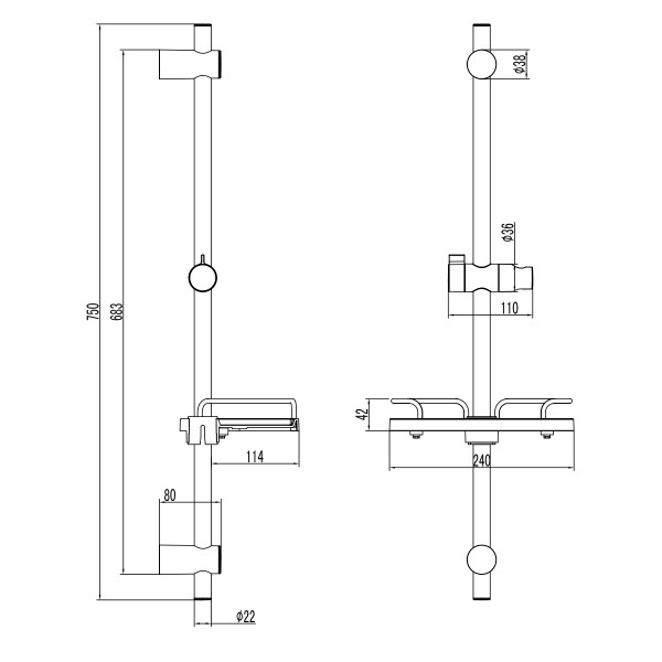 Стойка для душа Lemark с полочкой черная (LM3775GM)