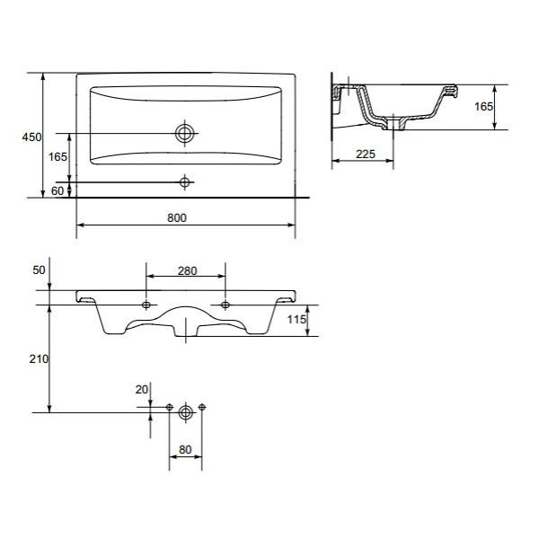 Раковина встраиваемая Cersanit Como 80 (S-UM-COM80/1-w) Раковина встраиваемая Cersanit Como 80 (S-UM-COM80/1-w)
